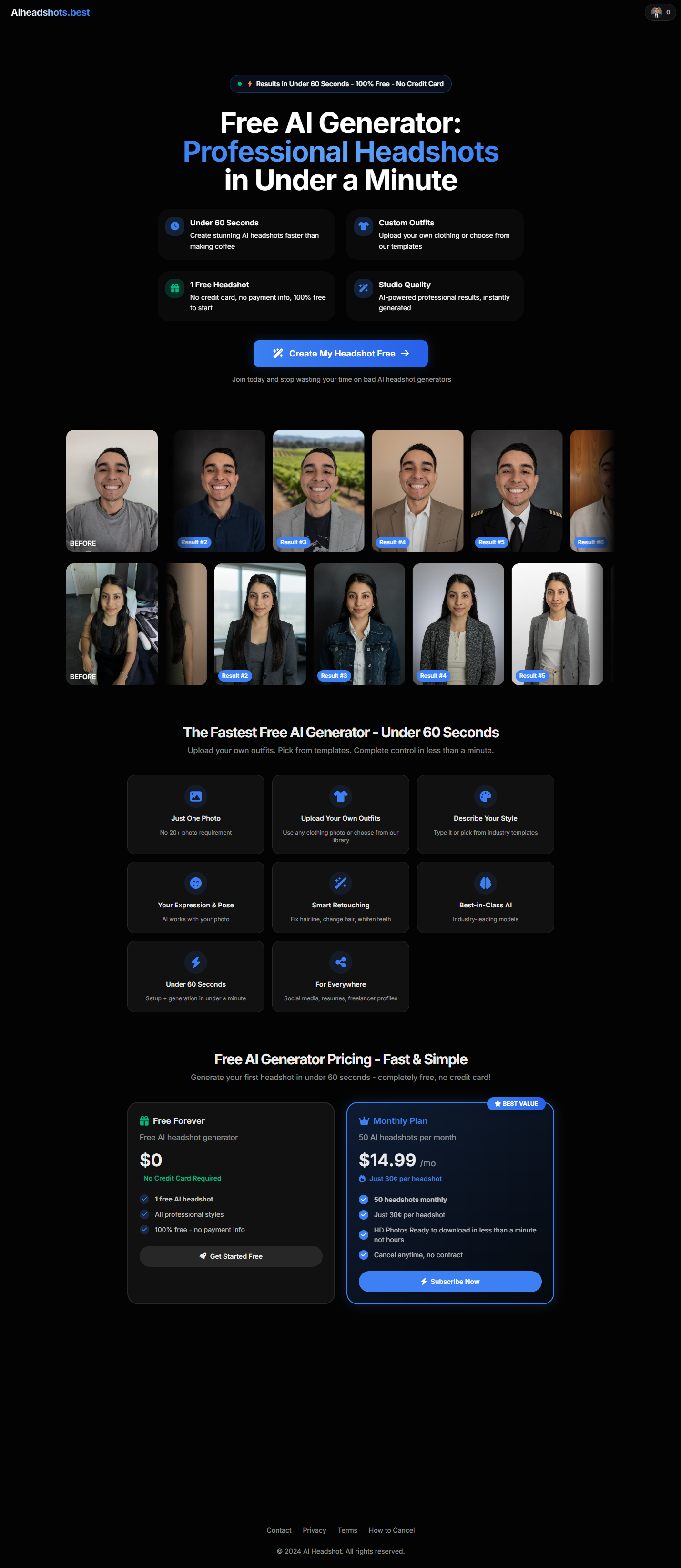 AIHeadshots.best Website Full Page Design
