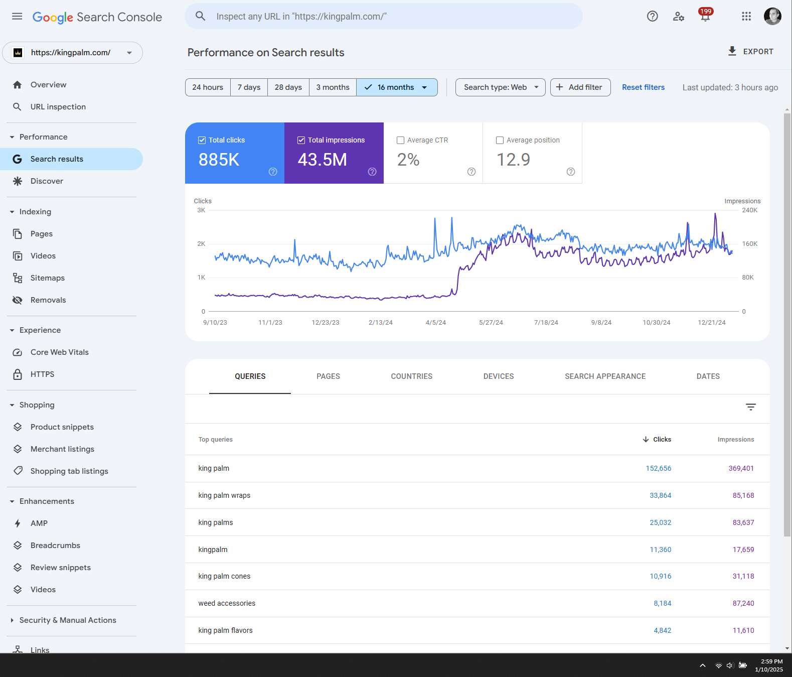 King Palm Organic Traffic Growth Results