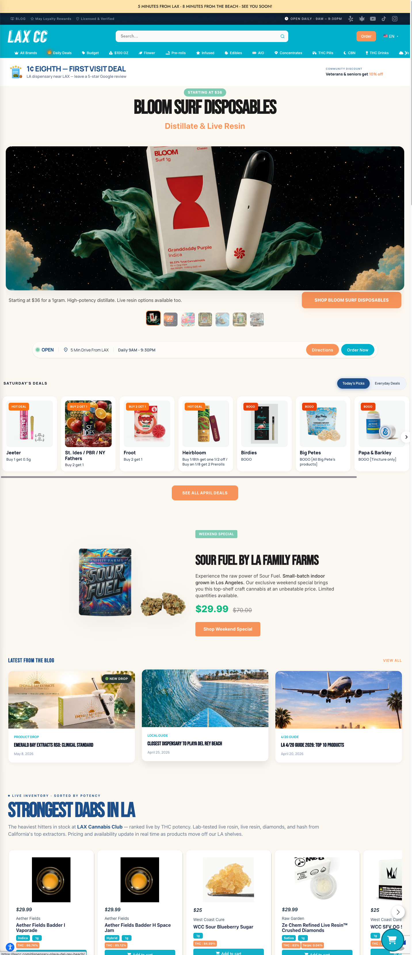 LAX Cannabis Club Website Full Page Design