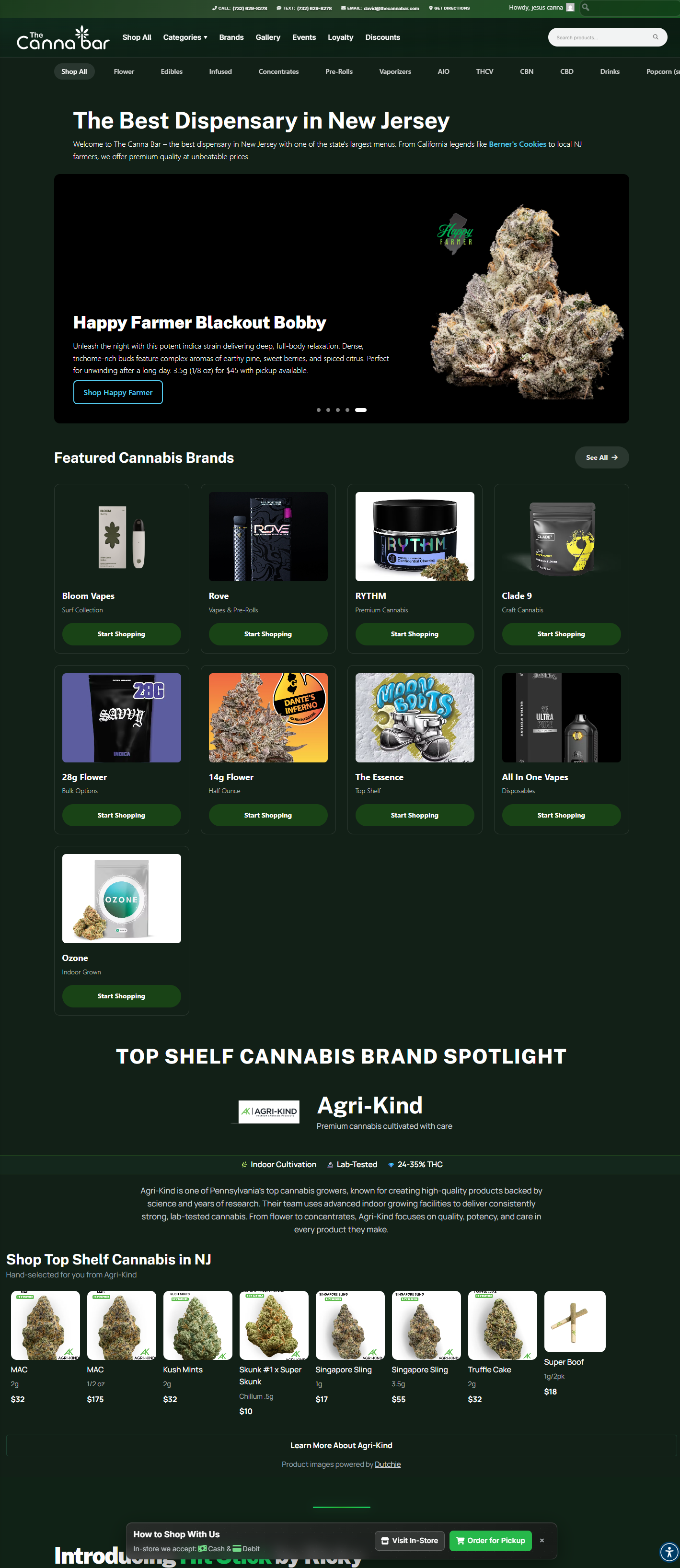 The Canna Bar Website Full Page Design